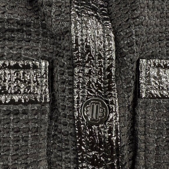 Maje Rinili contrast-trim mini shirtdress in black cotton-blend bouclé-tweed, XS - Picture 5 of 16